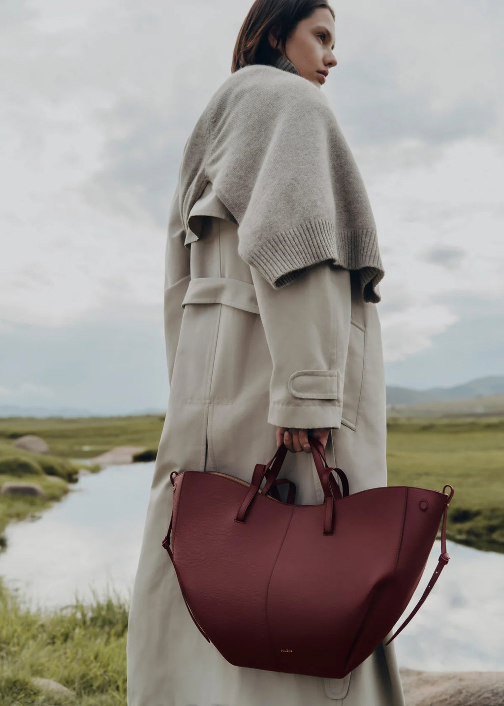 PolènePolène Leather Cyme Tote Bag BURGANDY