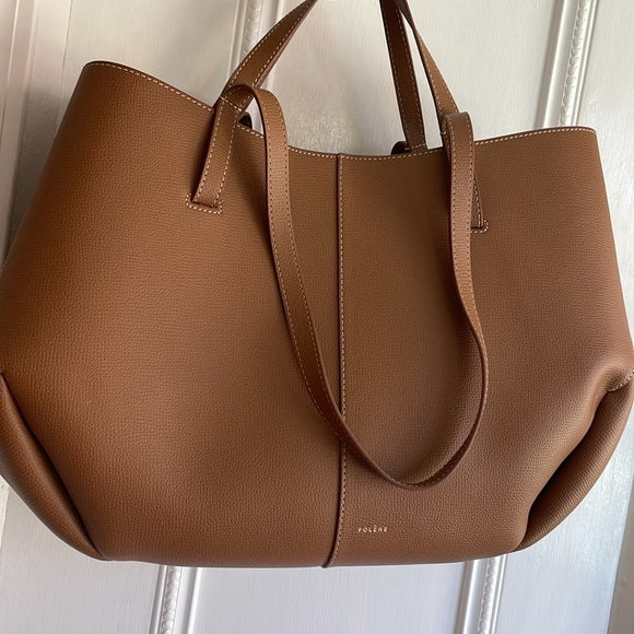 PolènePolène Leather Cyme Tote Bag CAMEL